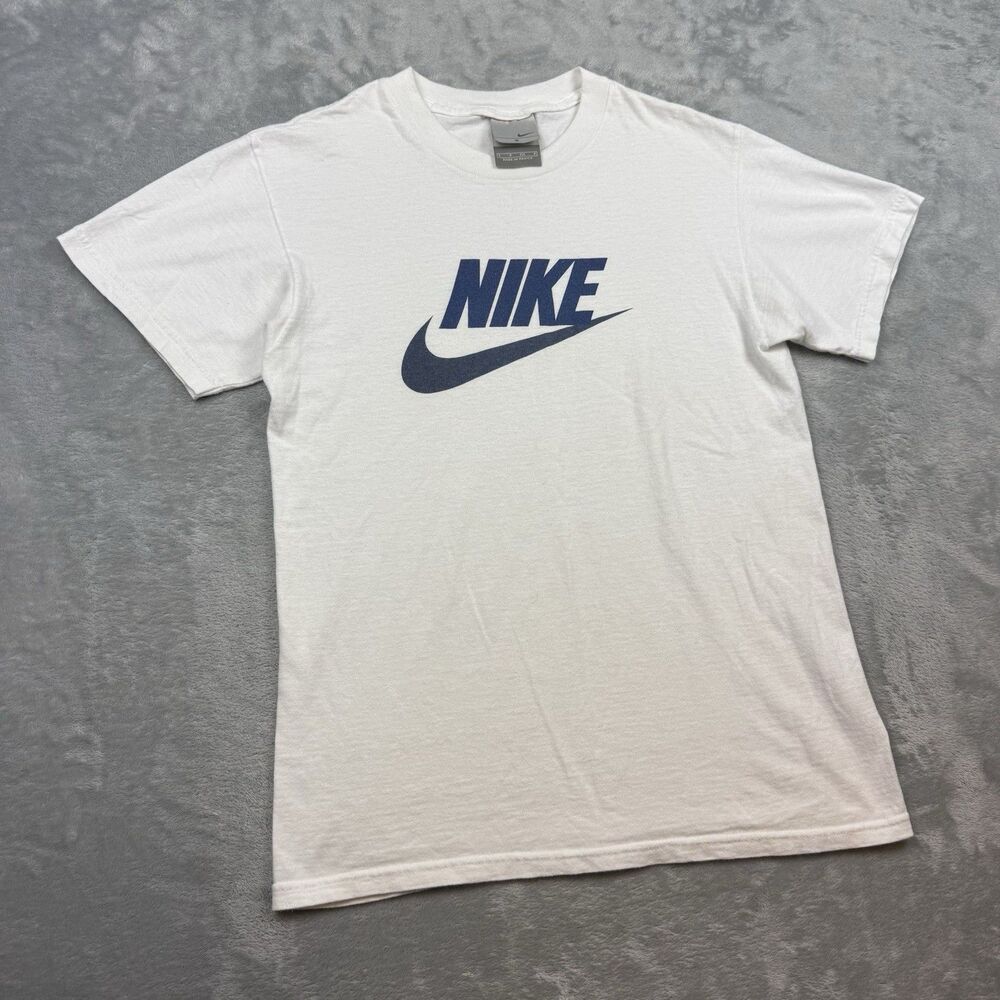 Vintage Nike Spell Out Swoosh Logo White T Shirt Small Y2K Sportswear Tee